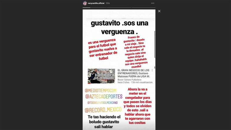 Nery Castillo: “Gustavo Matosas, sos un vergüenza”