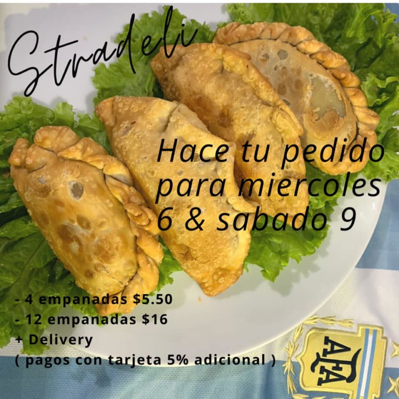 La venta de empanadas argentinas de Gabriel Stradella. Foto: Facebook.