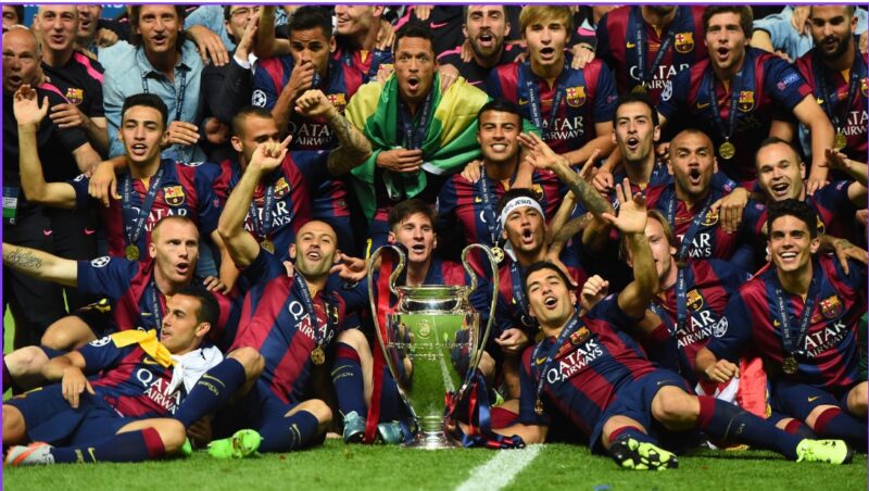 Messi festejando la Champions League del 2015