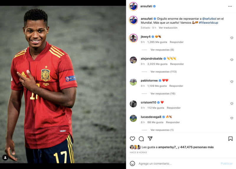 Ansu Fati agradecio en redes sociales su sorprendete llamada a la selección española