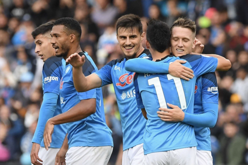 Jugadores del Nápoles celebrando tras la victoria 3-2 ante el Udinese