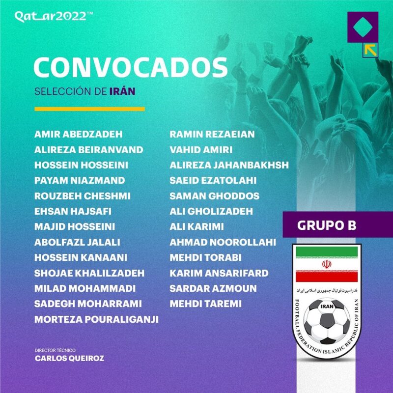 Estos son los 26 futbolistas que representarán a Irán en el Mundial de Qatar 2022.