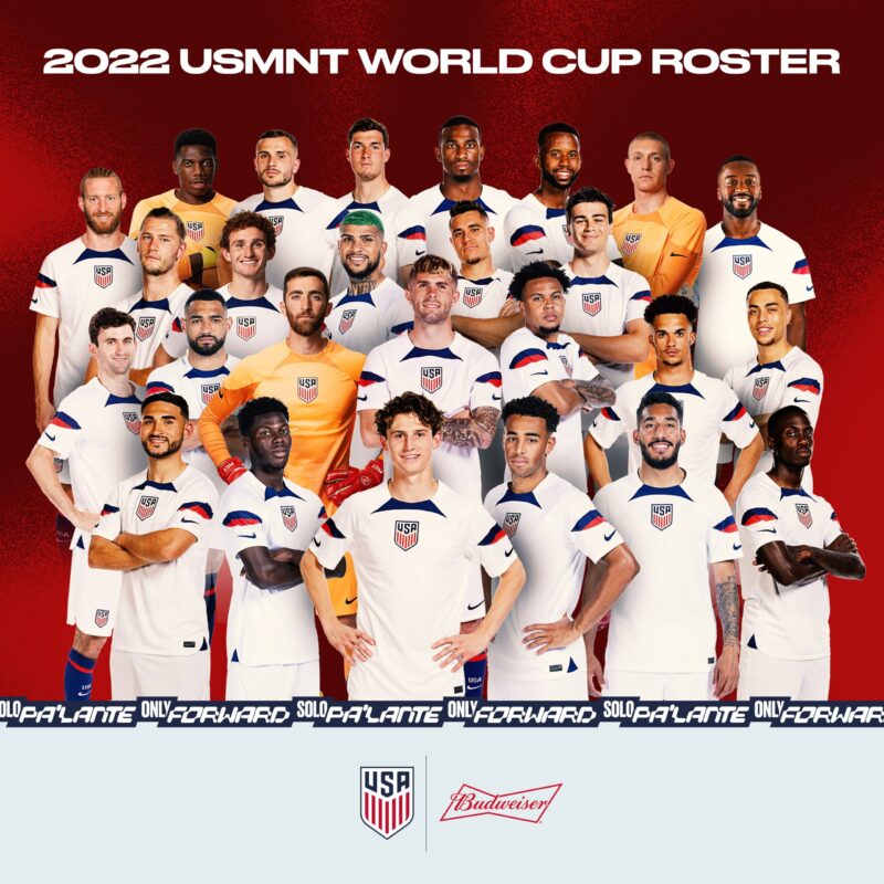 Los jugadores que representarán a Estados Unidos en el Mundial de Qatar 2022.