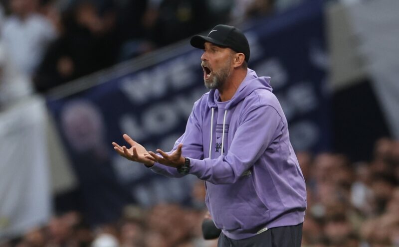 London (United Kingdom), 30/09/2023.- Liverpool head coach Jurgen Klopp reacts during the English Premier League soccer match between Tottenham Hotspur and Liverpool FC. Foto: EFE/EPA/Neil Hall.