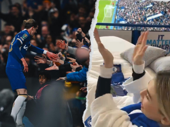 Chelsea ofrece la experiencia de ir al estadio y sentirte en casa Connor Gallagher celebrando con los aficionados del Chelsea & aficionada disfrutando el concepto de Hotel Hilton. (Fotos: 'Instagram' @chelseafc)