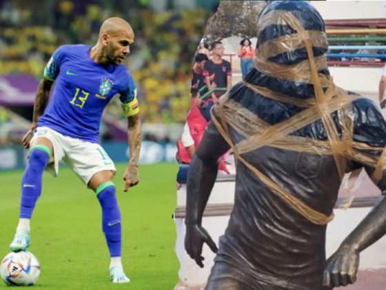 ¡De ídolo a villano! Piden retirar imagen de Dani Alves Habitantes de Juazeiro, Bahía piden retirar estatua de Dani Alves tras conocer su condena.(Fotos: 'X' BarcaTimes)
