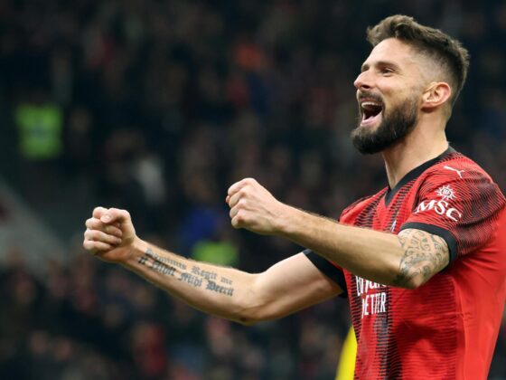 ¡A Los Ángeles! Oliver Giroud ya tendría nuevo equipo en la MLS El delantero del AC Milan Olivier Giroud celebra un gol esta temporada. EFE/EPA/MATTEO BAZZI