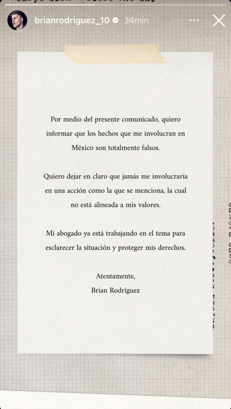 Mensaje de Brian Rodríguez