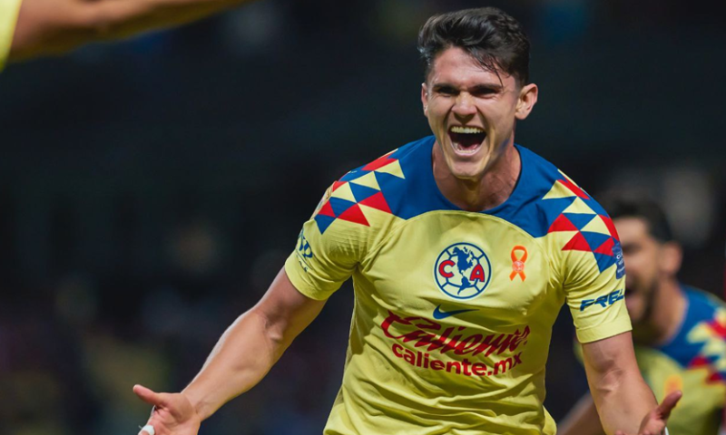 Israel Reyes, autor del gol para las Águilas del América en la semifinal de vuelta del Clausura 2024, frente a las Chivas de Guadalajara