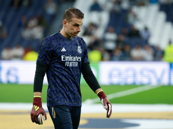 Lunin al banquillo; Ancelotti se decide por Courtois en la Champions El ucraniano Andriy Lunin, guardameta del Real Madrid. EFE / Mariscal.