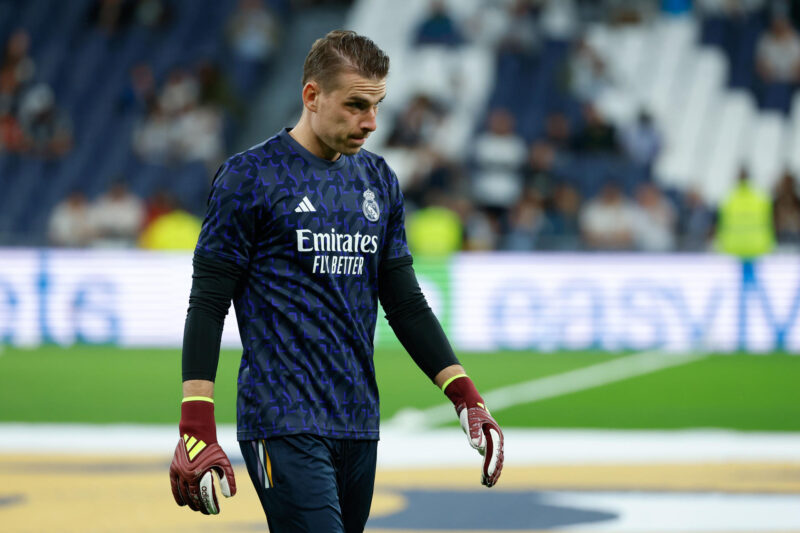 Lunin al banquillo; Ancelotti se decide por Courtois en la Champions El ucraniano Andriy Lunin, guardameta del Real Madrid. EFE / Mariscal.