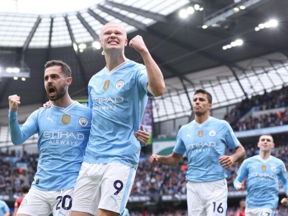 ¡Manchester City humilló a los Wolves y Haaland fue el protagonista! Haaland, tras el 1-0. EFE/EPA/ADAM VAUGHAN.