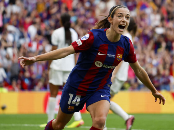 VIDEO Aitana Bonmatí, la española que flechó al mundo del fútbol - La centrocampista del FC Barcelona Aitana Bonmatí  celebra su gol ante el Olympique de Lyon, durante la final de la Liga de Campeones que el FC Barcelona y el Olympique de Lyon han disputado este sábado en el estadio de San Mamés, en Bilbao. EFE/ Miguel Toña