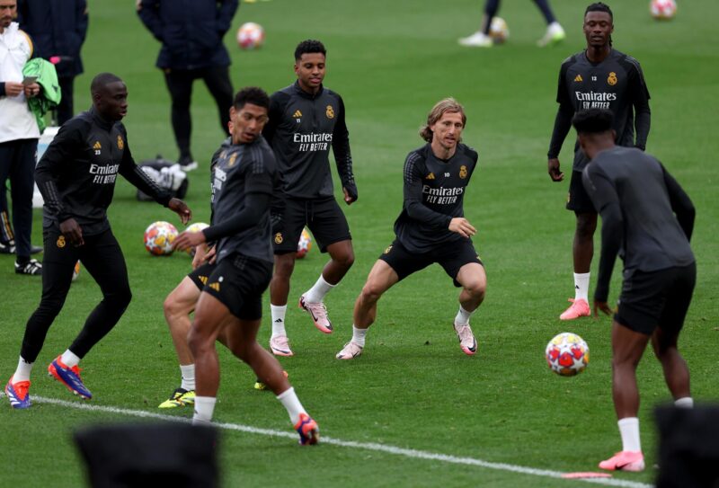 Modric, durante el entrenamiento en Londres. (Liga de Campeones, Rusia, Reino Unido, Londres) EFE/EPA/ANDY RAIN