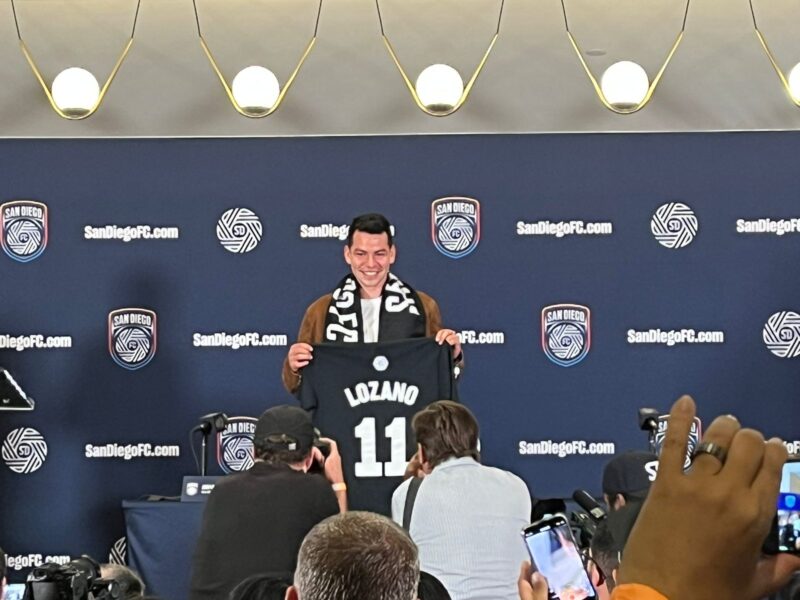 Presentación de Hirving 'Chucky' Lozano con la nueva franquicia de la MLS, el San Diego FC. (Foto: Enrique Cano / Unanimo Deportes)