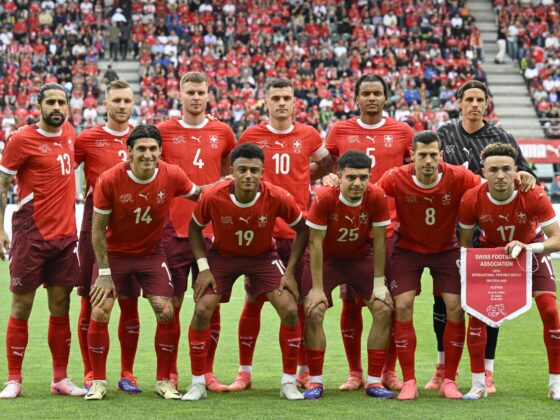 Hungría vs Suiza; fecha, horario, dónde ver y equipos iniciales Once titular de Suiza en el amistoso contra Austria, en una foto de archivo. EFE/EPA/GIAN EHRENZELLER