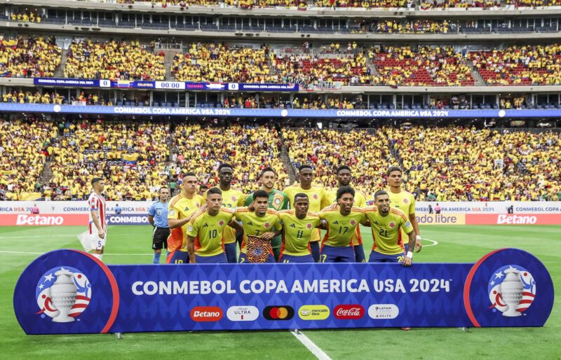 Registro general del equipo colombiano que debutó este lunes, 23 de junio, ante Paraguay en el grupo D de la Copa América, en el estadio NRG de Houston (Texas, EE.UU.). EFE/Leslie Plazo