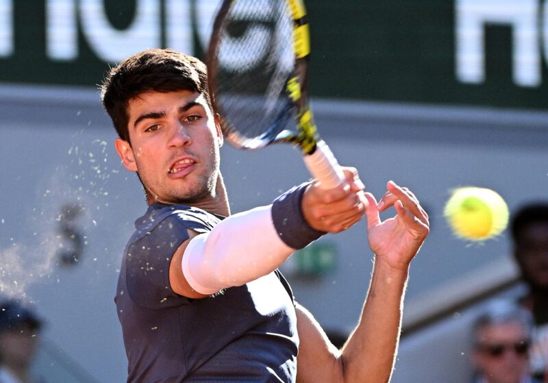 Carlos Alcaraz en épica remontada ante Jannik Sinner. EFE/EPA/CAROLINE BLUMBERG