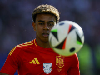 El delantero de la selección española Lamine Yamal durante el partido del grupo B de la Eurocopa 2024 entre España y Croacia, este sábado en el Estadio Olímpico de Berlín, Alemania. EFE/Alberto Estévez