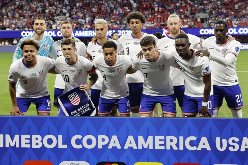 El equipo titular de Estados Unidos que enfrentó a Panamá en la fecha 2 del grupo C de la Copa América 2024 fue registrado el pasado 27 de junio, en el estadio Mercedes Benz de Atlanta (Georgia, EE.UU.) EFE/Erik S. Lesser