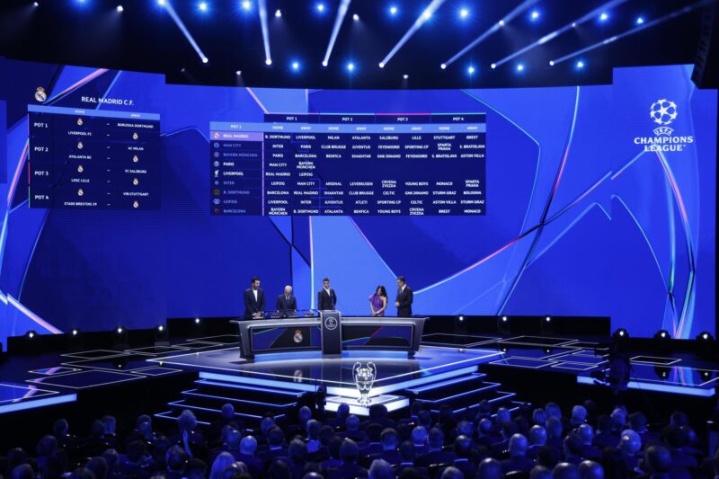 Vista general del sorteo de la Liga de Campones celebrado en Mónaco. EFE/EPA/SEBASTIEN NOGIER