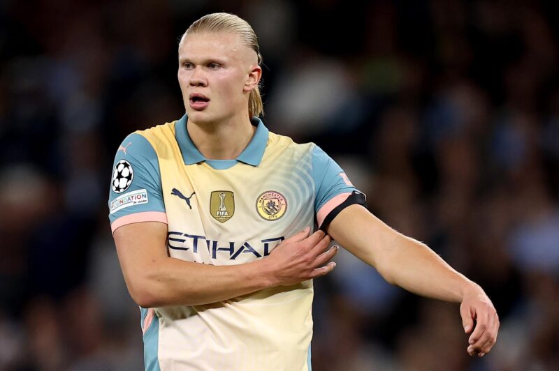 Erling Haaland del Manchester City durante el partido de la Liga de Campeones entre el Manchester City y el Inter en Manchester, Gran Bretaña. EFE/EPA/ADAM VAUGHAN