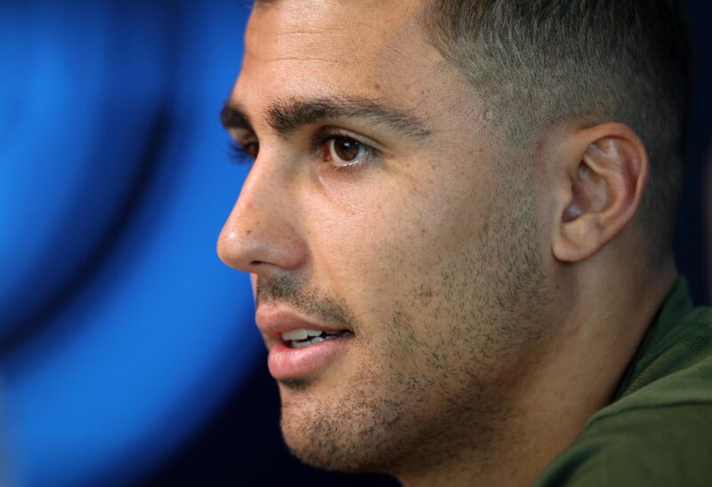 Rodrigo Hernández, centrocampista del Manchester City, durante la rueda de prensa de este martes. EFE/EPA/ADAM VAUGHAN